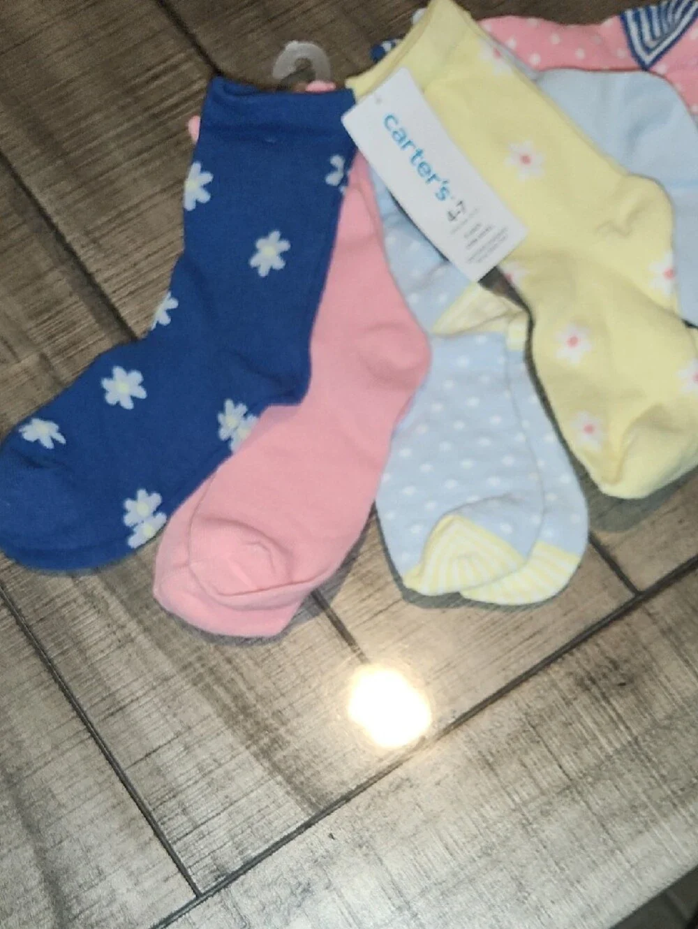 NWT Carter's Girls 6-Pack Patterned Cotton Crew Socks